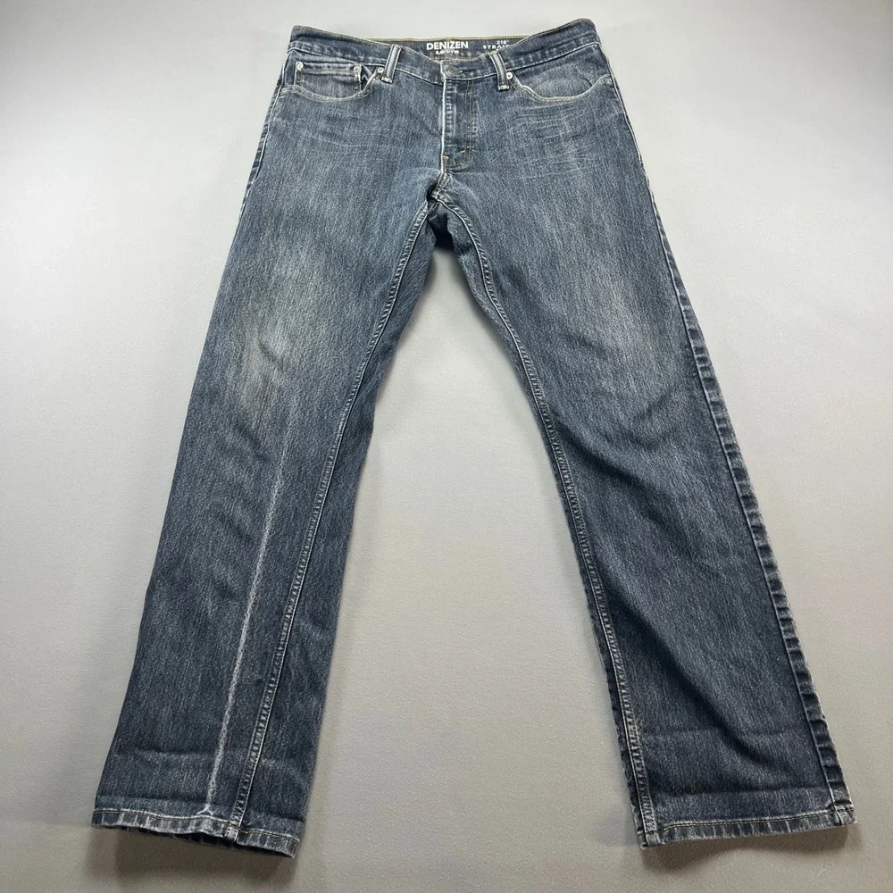 Denizen From Levi's 218 Straight Fit Jeans Men 34x34 Blue Denim Low Rise Zip Fly